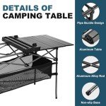 WUROMISE Sanny Outdoor Folding Portable Picnic Camping Table, Aluminum Roll-up Table with Easy Carrying Bag for Indoor,Outdoor,Camping, Beach,Backyard, BBQ, Party, Patio, Picnic