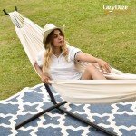 Lazy Daze Hammocks Double Hammock with 9ft Space-Saving Steel Stand Includes Portable Carrying Case, 450 Pounds Capacity (Natural)