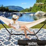 Lazy Daze Hammocks Double Hammock with 9ft Space-Saving Steel Stand Includes Portable Carrying Case, 450 Pounds Capacity (Natural)