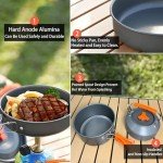 Amomb Camping Cookware Set, Non-Stick Lightweight Camping Pot and Pan Set with Stainless Steel Kettle Plates Spoon for Backpacking, Hiking, Outdoor Cooking and Picnic