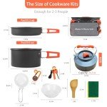 Amomb Camping Cookware Set, Non-Stick Lightweight Camping Pot and Pan Set with Stainless Steel Kettle Plates Spoon for Backpacking, Hiking, Outdoor Cooking and Picnic