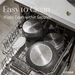 CAROTE Nonstick Cookware Sets, Non Stick Pots and Pans Set Detachable Handle, Kitchen Cookware Sets with Removable Handle, Stackable RV Cookware for Campers, Oven Safe, Midnight Black, 5pcs