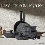 CAROTE Nonstick Cookware Sets, Non Stick Pots and Pans Set Detachable Handle, Kitchen Cookware Sets with Removable Handle, Stackable RV Cookware for Campers, Oven Safe, Midnight Black, 5pcs