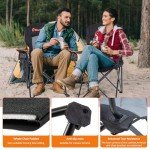 EMERIT 2 Pack Oversized Padded Camping Chair, 350LB Heavy Duty Quad Fold Chair with Arms, Collapsible Outdoor Chairs with Lumbar Back & Cup Holder