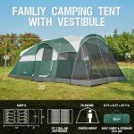 PORTAL 8 Person Family Camping Tent with Screen Porch, Waterproof Tunnel Tent with Raifly, Large Tents for Outdoor Camping, Yard