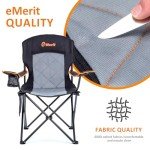 EMERIT 2 Pack Oversized Padded Camping Chair, 350LB Heavy Duty Quad Fold Chair with Arms, Collapsible Outdoor Chairs with Lumbar Back & Cup Holder