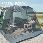 PORTAL 8 Person Family Camping Tent with Screen Porch, Waterproof Tunnel Tent with Raifly, Large Tents for Outdoor Camping, Yard