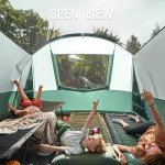 PORTAL 8 Person Family Camping Tent with Screen Porch, Waterproof Tunnel Tent with Raifly, Large Tents for Outdoor Camping, Yard