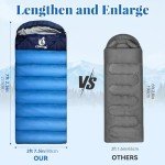 CONTUK Sleeping Bags for Adults, Green Material, Waterproof, Improved Skin-Friendly Poly-Pongee Lining, Camping Sleeping Bag with Optimized Zippers and Stitching, Blue & Black, 3 Seasons