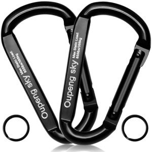 Carabiner Clip,855lbs,3" Iron Heavy Duty Caribeaners for Hammocks,Camping Accessories,Hiking,Keychain,Outdoors and Gym etc,Spring Snap Hook Carabiners for Dog Leash,Harness and Key Ring,2 PCS,Black