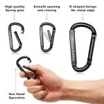 Carabiner Clip，855lbs，3" Iron Heavy Duty Caribeaners for Hammocks,Camping Accessories,Hiking,Keychain,Outdoors and Gym etc,Spring Snap Hook Carabiners for Dog Leash,Harness and Key Ring,2 PCS,Black