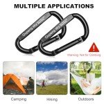 Carabiner Clip，855lbs，3" Iron Heavy Duty Caribeaners for Hammocks,Camping Accessories,Hiking,Keychain,Outdoors and Gym etc,Spring Snap Hook Carabiners for Dog Leash,Harness and Key Ring,2 PCS,Black