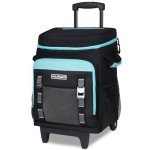 INSMEER Cooler with Wheels and Handle, 80 Cans/50L Rolling Cooler, Portable Soft Sided Cooler with Wheel, 2-in-1 Collapsible Cooler Trolley Cart, Large Coolers for Grocery Shopping