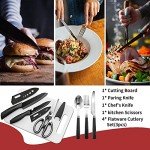 Portable Camping Kitchen Utensil Set-27 Piece Cookware Kit, Stainless Steel Outdoor Cooking and Grilling Utensil Organizer Travel Set Perfect for Travel, Picnics, RVs, Camping, BBQs, Parties and More