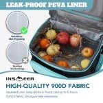 INSMEER Cooler with Wheels and Handle, 80 Cans/50L Rolling Cooler, Portable Soft Sided Cooler with Wheel, 2-in-1 Collapsible Cooler Trolley Cart, Large Coolers for Grocery Shopping