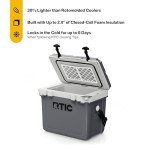 RTIC Ultra-Light 22 Quart Hard Cooler Insulated Portable Ice Chest Box for Drink, Beverage, Beach, Camping, Picnic, Fishing, Boat, Barbecue, 30% Lighter Than Rotomolded Coolers, Dark Grey & Cool Grey