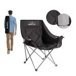 HOMFUL Camping Chair Oversized Folding Padded Wide Single seat Heavy Duty Portable Luxury Chair with Cup Holder for Camping, Picnic, Outdoor(Black)