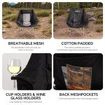 HOMFUL Camping Chair Oversized Folding Padded Wide Single seat Heavy Duty Portable Luxury Chair with Cup Holder for Camping, Picnic, Outdoor(Black)