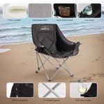 HOMFUL Camping Chair Oversized Folding Padded Wide Single seat Heavy Duty Portable Luxury Chair with Cup Holder for Camping, Picnic, Outdoor(Black)