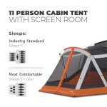 CORE 11 Person Cabin Tent with Screen Room | Large Multi Room Family Tent with Carry Bag for Outdoor Car Camping | Included Storage Pockets for Camping Accessories