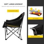 FAIR WIND Oversized Padded Camping Chair Heavy Duty Quad Fold Arm Chair Portable for Outdoor - Support 450LBS, Black