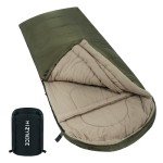 HiZYNICE 0 Degree Sleeping Bags for Adults Winter Camping Cold Weather XXL Wide Long. Green Left Zipper. Compression Sack Included