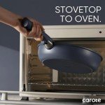 CAROTE 19pcs Pots and Pans Set, Nonstick Cookware Set Detachable Handle, Induction Kitchen Cookware Sets Non Stick with Removable Handle, RV Cookware Set, Gold and Blue