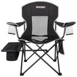 GOOGO Camping Chair Folding, Oversize Portable Lightweight Chair with Cooler, Cup Holder, Mesh Back Seat, Supports 300lbs, Collapsible Compact Chair with Carry Bag & Strap for Outdoor, Camp, Hiking
