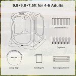 EAST OAK Screen House Tent Pop-Up, Portable Screen Room Canopy Instant Screen Tent 10 x 10 FT with Carry Bag for Patio, Backyard, Deck & Outdoor Activities, Beige