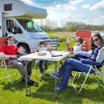 VINGLI 4 FT Plastic Folding Camping Table,3-Level Adjustable Height, Portable in/Outdoor Party Picnic Dining Desk, Garden Soccer Multipurpose Entertaining Activities，White