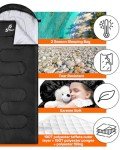 Sportneer Sleeping Bag, 3 Seasons Warm Cold Weather Sleeping Bags for Adults Kids Boys Girls with Compression Sack- Lightweight Camping Essentials Gear Accessories, Backpacking, Hiking (Black)