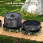 OGERY 2-Burner Foldable Camping Stove with Griddle (Textured & Smooth) and Carrying Bag, Portable Propane Camp Stove with 2 Adjustable Burners & Piezo Ignition, for Camping Tailgating Essentials Gear