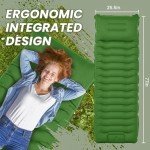 ropoda Upgraded Extra Thickness 6'' Inflatable Sleeping Pad with Pillow, Built-in Foot Pump, 77''*27'' Camping Pad with Carry Bag, Ultralight & Compact Camping Mat Pad for Hiking, Green