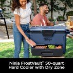 Ninja FB151BL FrostVault 50qt Hard Cooler with Dry Zone, Integrated Fridge-Temp Dry Storage Drawer, Premium Heavy-Duty Insulated Cooler, Keeps Ice for Days, Lakeshore Blue