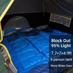 LOYEAHCAMP 4 Person Blackout Camping Tent, Easy Setup Waterproof Family Dome Tent for Camping with Rainfly, Portable Double Layer Large Family Tent for Outdoor Camping&Hiking