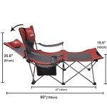 apollo walker Folding Camping Chairs Reclining Beach Chairs for Adults Portable Sun Chairs Outdoor Lounger with Carry Bag,for Fishing,Camp,Picnics (Red)