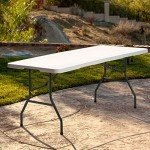 6FT Picnic Table Folding Table Camping Table Plastic Table Fold Up Table Lock for Party Event,White