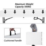 6FT Picnic Table Folding Table Camping Table Plastic Table Fold Up Table Lock for Party Event,White