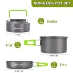 Wesqunie 20Pcs Camping Pots and Pans Set for Outdoor Cooking - Backpacking Camp Cookware Mess Kit, Camp Kitchen Utensil Set with Coffee Kettle Pot, Camping Gear Must Haves for Hiking, Picnic, Glamping