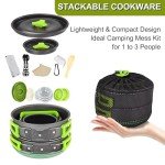 Wesqunie 20Pcs Camping Pots and Pans Set for Outdoor Cooking - Backpacking Camp Cookware Mess Kit, Camp Kitchen Utensil Set with Coffee Kettle Pot, Camping Gear Must Haves for Hiking, Picnic, Glamping