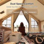 KNUO 2025 Upgraded 100% Waterproof Inflatable Camping Tent for 5-8 People, Large Blow-Up Air Tent, No Assembly Needed Luxury Glamping House, 10x10ft Oxford Fabric