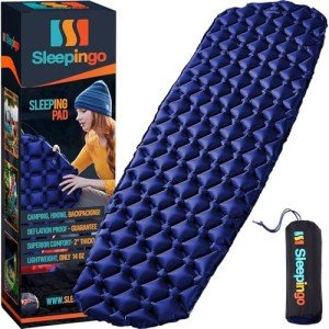 Sleepingo Inflatable Mat for Camping - Ultralight Sleeping Pad for Camping and Backpacking - Compact Air Mattress - Camping Mat with Tear-Resistant Ripstop Nylon - 73.5" x 21.5" - Blue