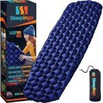 Sleepingo Inflatable Mat for Camping - Ultralight Sleeping Pad for Camping and Backpacking - Compact Air Mattress - Camping Mat with Tear-Resistant Ripstop Nylon - 73.5" x 21.5" - Blue