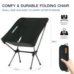 CAMEL CROWN Portable Camping Chair Folding Compact Lawn Lightweight Backpacking Chair with Carry Bag for Outdoor Hiking Beach Travel Picnic Festival Black