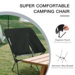CAMEL CROWN Portable Camping Chair Folding Compact Lawn Lightweight Backpacking Chair with Carry Bag for Outdoor Hiking Beach Travel Picnic Festival Black