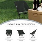 CAMEL CROWN Portable Camping Chair Folding Compact Lawn Lightweight Backpacking Chair with Carry Bag for Outdoor Hiking Beach Travel Picnic Festival Black