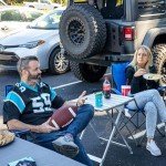 Camco Large Aluminum Side Table | Features Easy Setup & Supports Up to 110lbs | 19.5 L x 20” W x 24.25” H | Great for Camping, RVing & More | Folds to 2” (W) for RV Storage and Organization (51891)