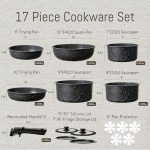 CAROTE 17pcs Pots and Pans Set Non Stick, Nonstick Cookware Set with Removable Handle,RV Kitchen Set, Detachable Cookware Set, Oven Use, Camping Use, Midnight Black