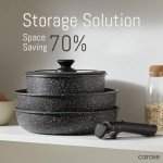 CAROTE 17pcs Pots and Pans Set Non Stick, Nonstick Cookware Set with Removable Handle,RV Kitchen Set, Detachable Cookware Set, Oven Use, Camping Use, Midnight Black