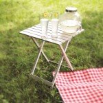 Camco Large Aluminum Side Table | Features Easy Setup & Supports Up to 110lbs | 19.5 L x 20” W x 24.25” H | Great for Camping, RVing & More | Folds to 2” (W) for RV Storage and Organization (51891)